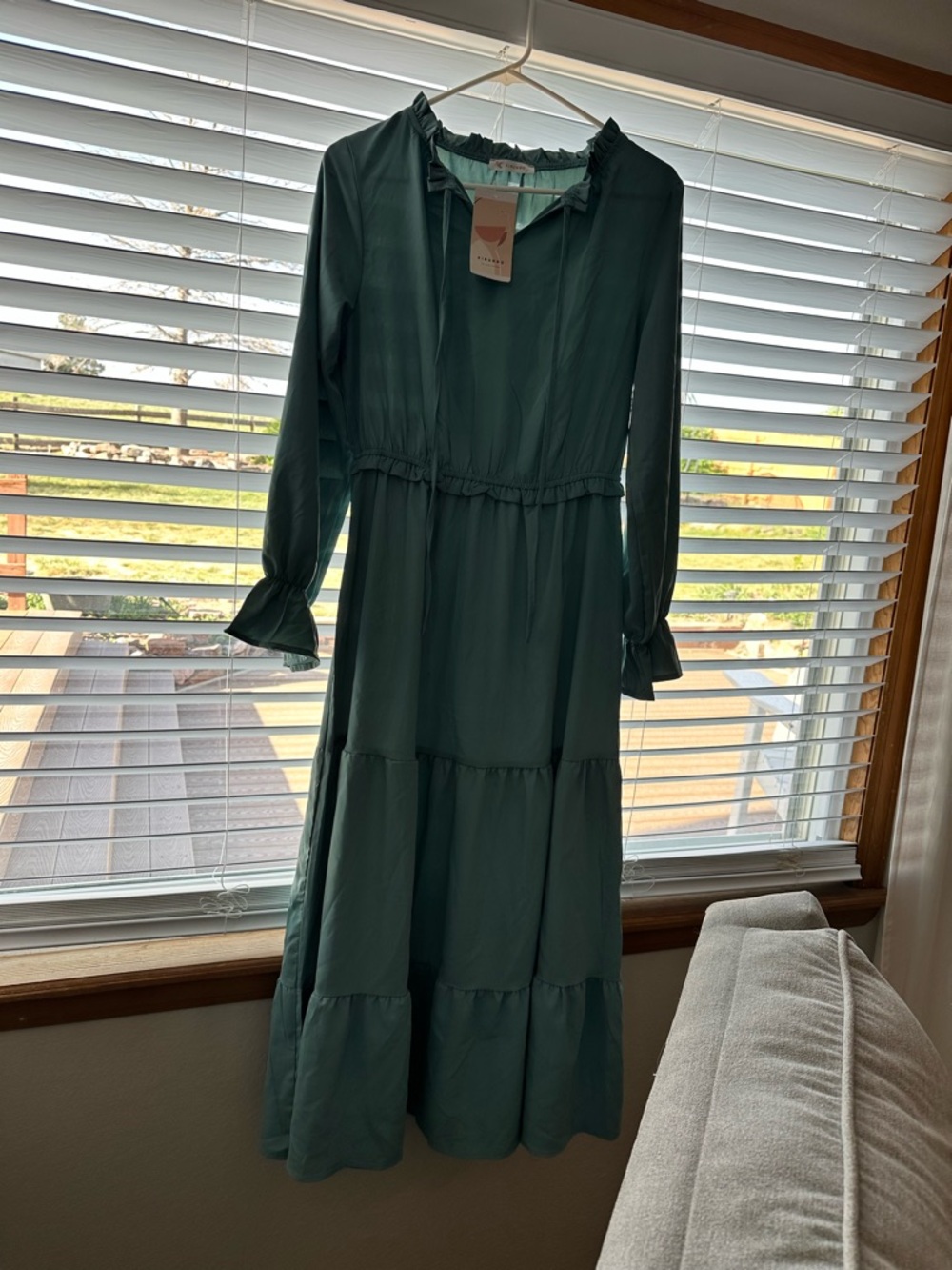 Women’s Teal Tiered Long Sleeve Dress by